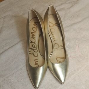 Sam Edelman Designer Metallic Heels Size 7.5 With A 3‎ Inch Heel